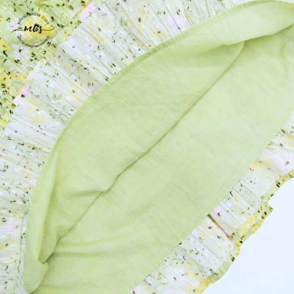 Rahi Milly Smock Floral Scoop Neck Mini Dress Green Yellow Women M - Picture 12 of 15